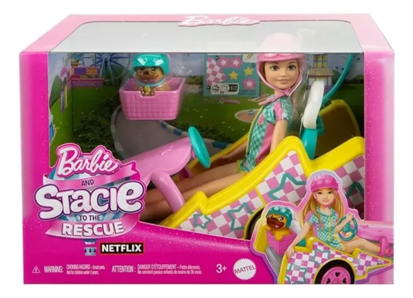 Barbie Stacie Ao Resgate Com Veículo Go Kart E Pet Mattel