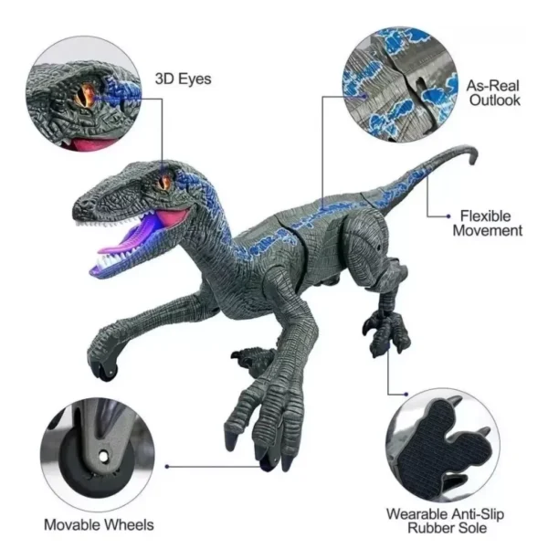 Dinossauro Controle Remoto Velociraptor Recarregavel Luz Som - Image 3