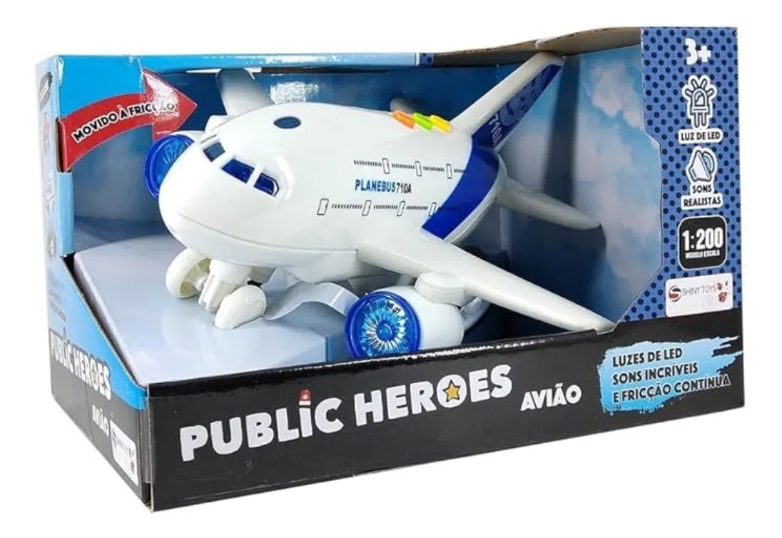Brinquedo Avião Divertido Com Fricção Luz E Som Realista